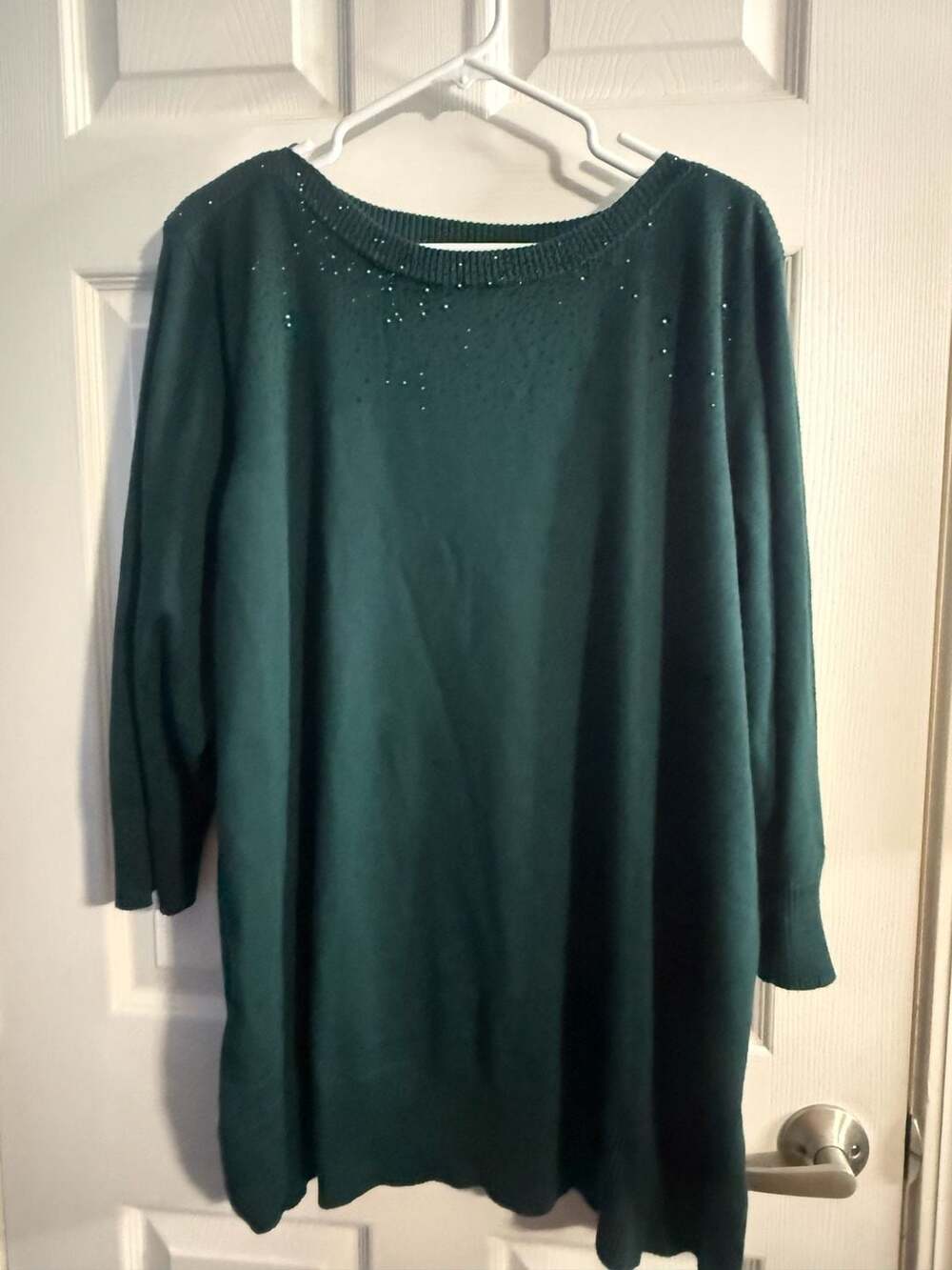 cable & gauge Emerald Green Studded Embellished Knit Sweater